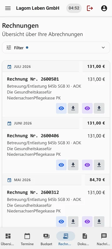 Dieselbe Ansicht Rechnungen auf dem Handy