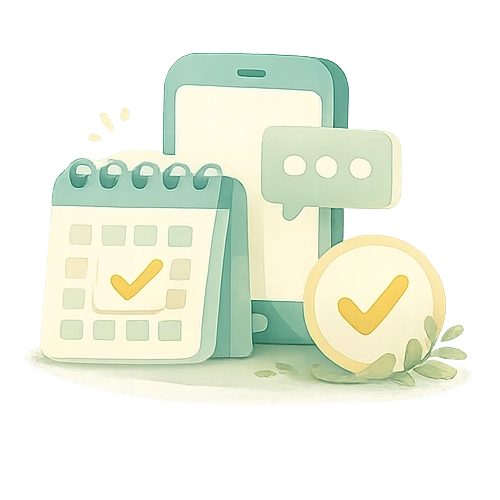 Illustration für Terminplanung und Kontaktaufnahme